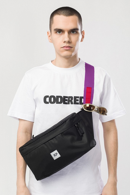 1Сумка поясная CODERED Big B Черный/Сиреневая стропа
