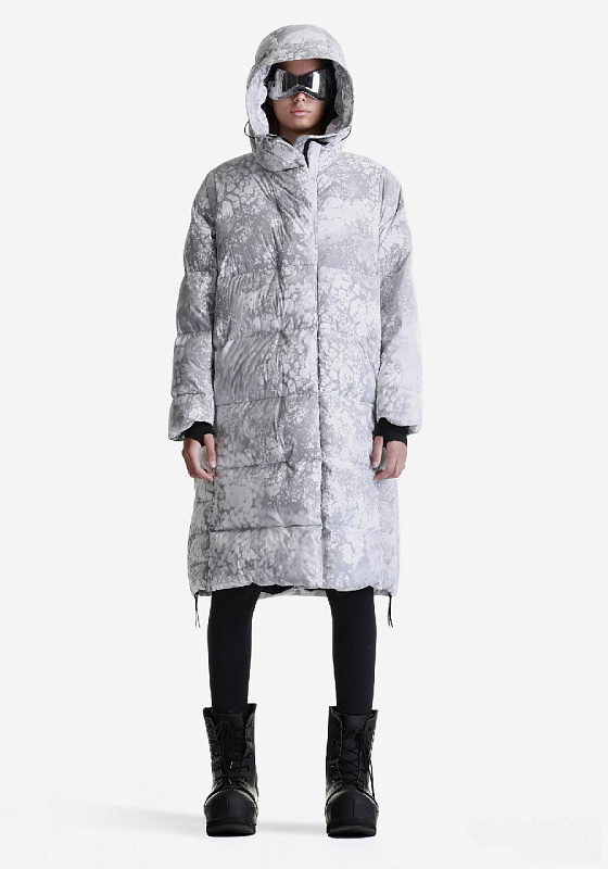 Куртка KRAKATAU Qw503-41 длинный пуховик, AITKEN, белый принт
