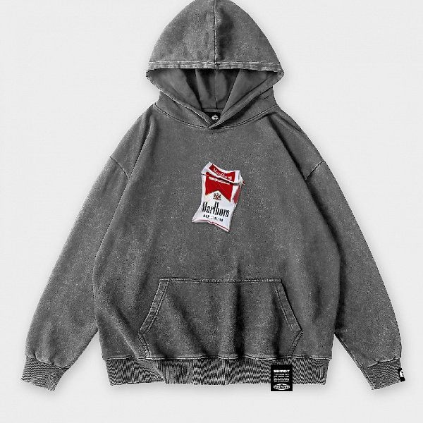 Худи SHMOT "PACK OF CIGARETTES" GARMENT DYE серый
