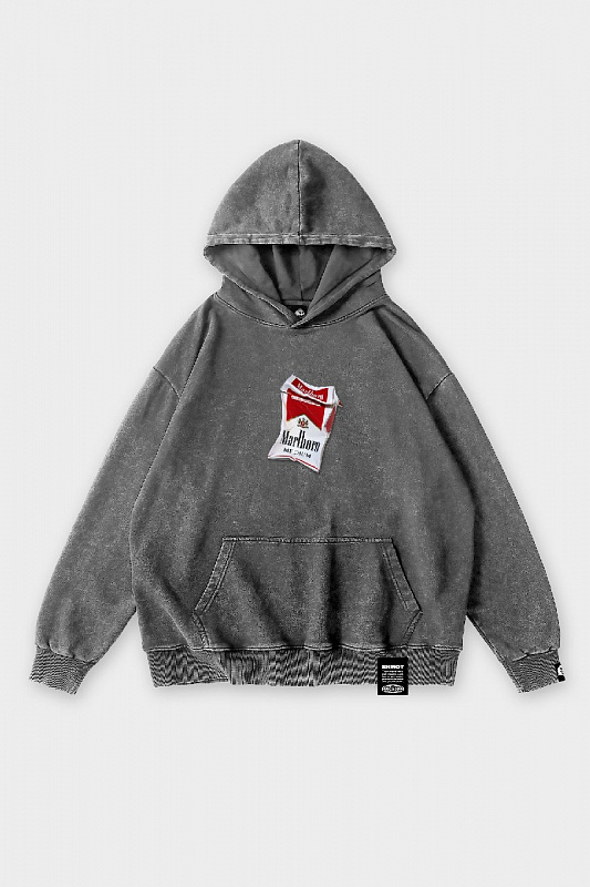Худи SHMOT "PACK OF CIGARETTES" GARMENT DYE серый