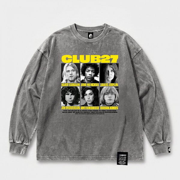 Лонгслив SHMOT "CLUB27", GARMENT DYE серый