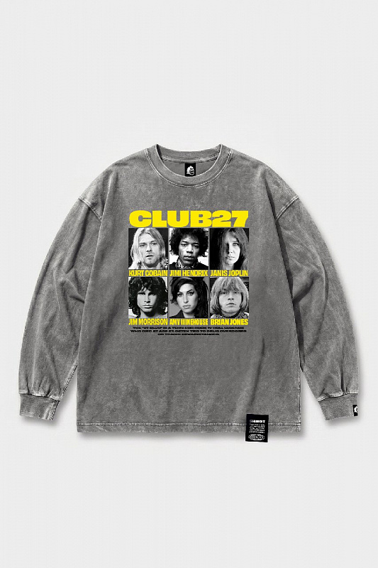 Лонгслив SHMOT "CLUB27", GARMENT DYE серый