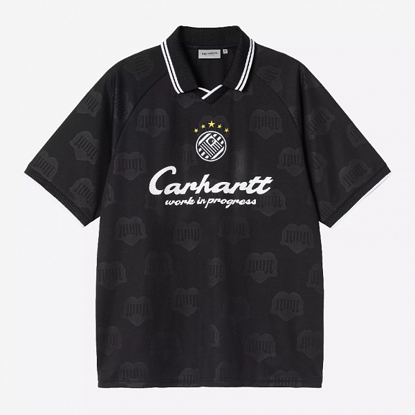 Футболка CARHARTT WIP S/S Terrace Football T-Shirt HEART TRAIN JACQUARD, BLACK