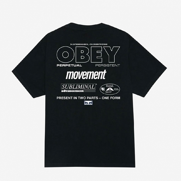 Футболка OBEY PERSISTENT MOVEMENT PIGMENT TRUE VINTAGE BLACK