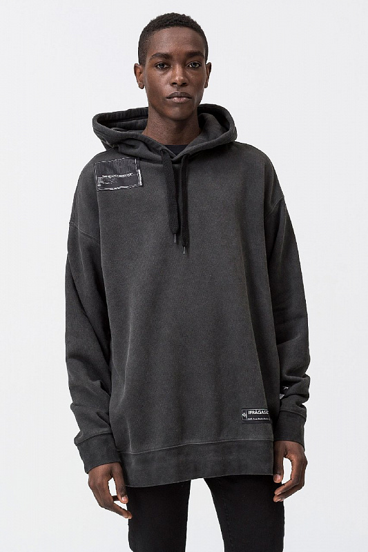 Толстовка с капюшоном Мужская Cheap Monday Mega hood BLACK COLD DYE