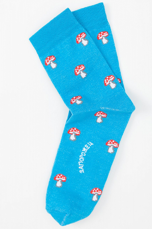 Носки ЗАПОРОЖЕЦ Мухоморчики (Синий (Голубой)