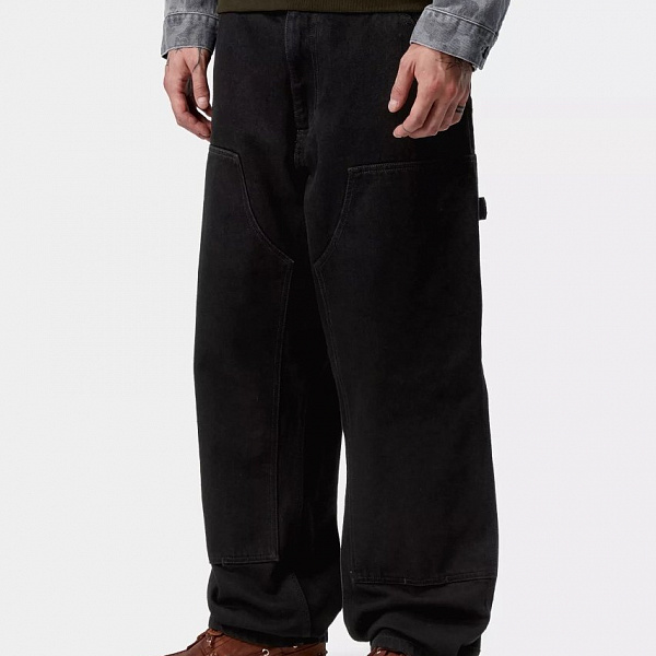 Брюки CARHARTT WIP Double Knee Pant (Relaxed fit) BLACK (RINSED)