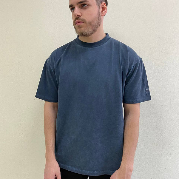 Футболка HARD LUNCH оверсайз garment dye синий