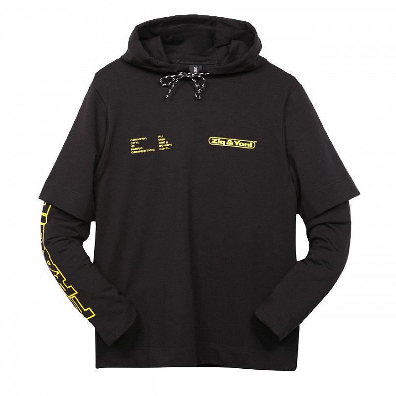 Толстовка ZIQ & YONI с двойными рукавами FRAGILE SS18 черная