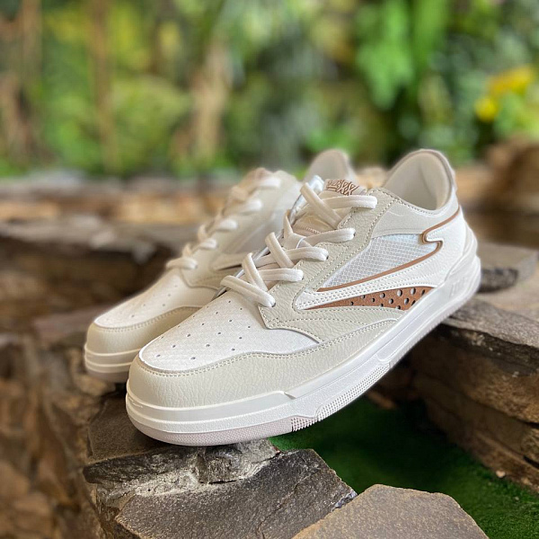 Кеды ERKE M.Skateboard low shoes l.white/l.grey/hazelnut белый/светло-серый/светло-коричневы