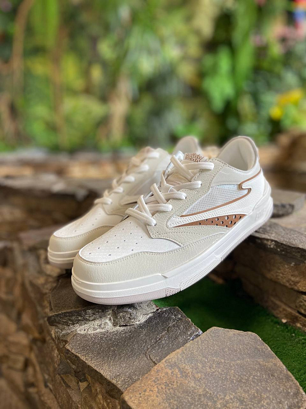 Кеды ERKE M.Skateboard low shoes l.white/l.grey/hazelnut белый/светло-серый/светло-коричневы