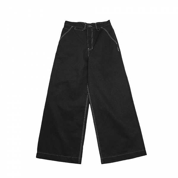 Брюки THE BAD FRIENDS Skate канвас черный белая строчка