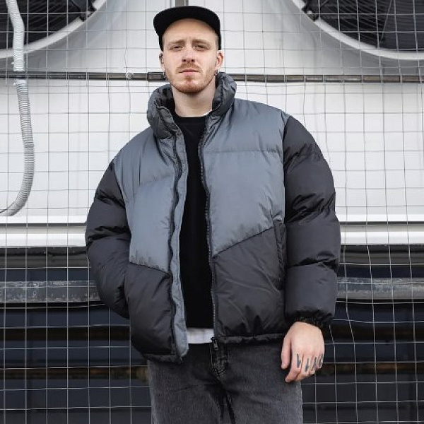 Пуховик DISLABEL D2 Cерый/черный