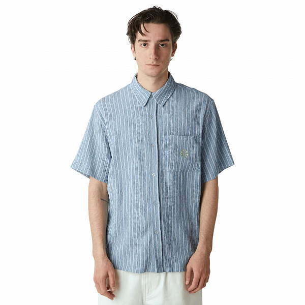 Рубашка HUF APOLLO S/S STRIPED SHIRT POOL BLUE