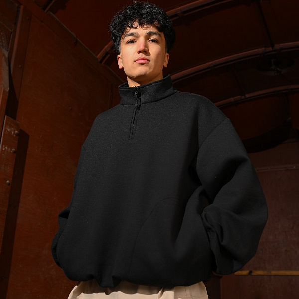 Толстовка THE BAD FRIENDS Half-Zip Scuba черный