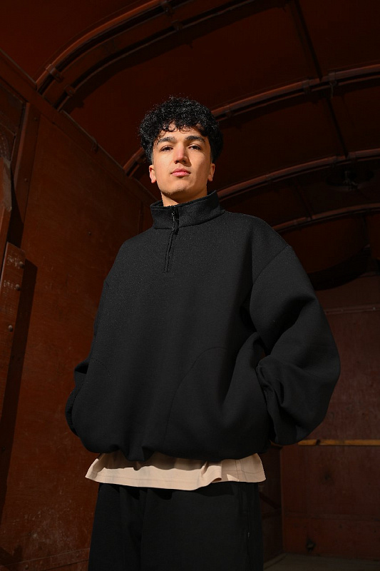 Толстовка THE BAD FRIENDS Half-Zip Scuba черный