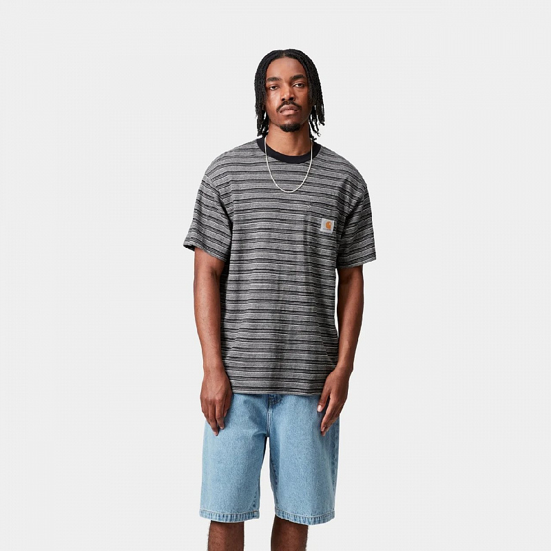 Футболка CARHARTT WIP S/S Pocket T-Shirt GELLAR STRIPE, BK