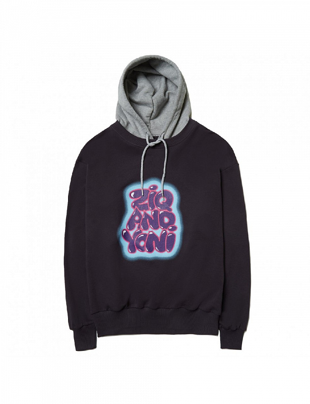 Свитшот с капюшоном ZIQ & YONI GRAFFITI AW18 темно-серый/серый