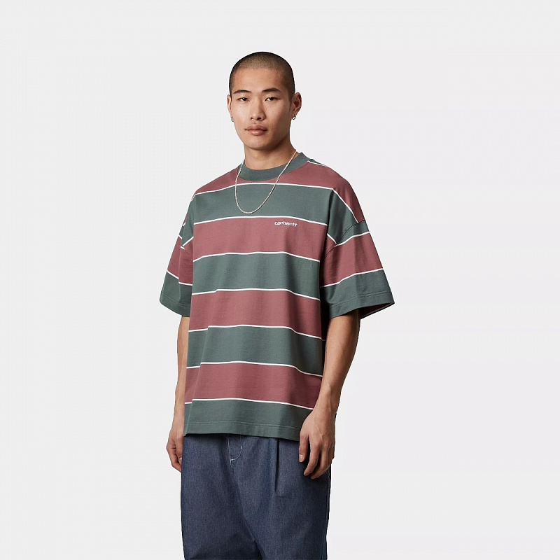 Футболка CARHARTT WIP S/S Quinby T-Shirt QUINBY STRIPE, SILVER PINE