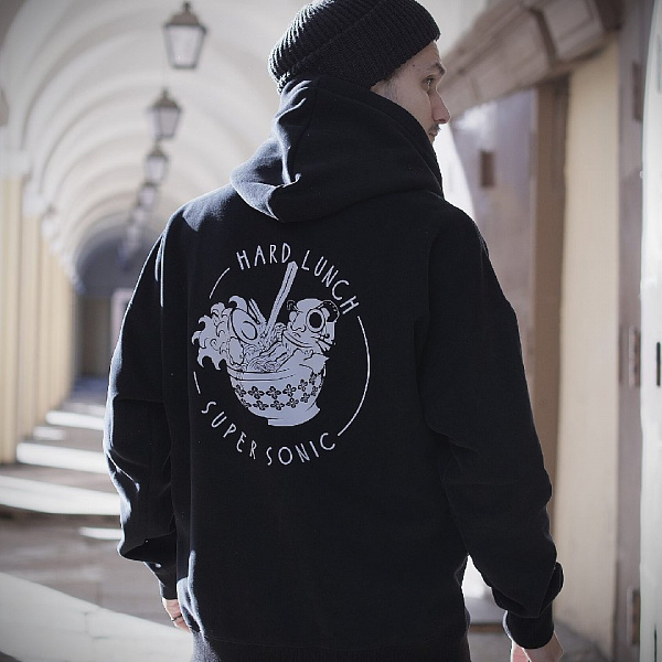 Худи HARD LUNCH оверсайз Logo blk Черный