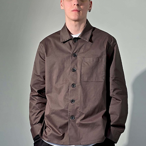 Рубашка THE BAD FRIENDS овершот one single pocket пичсофт серый