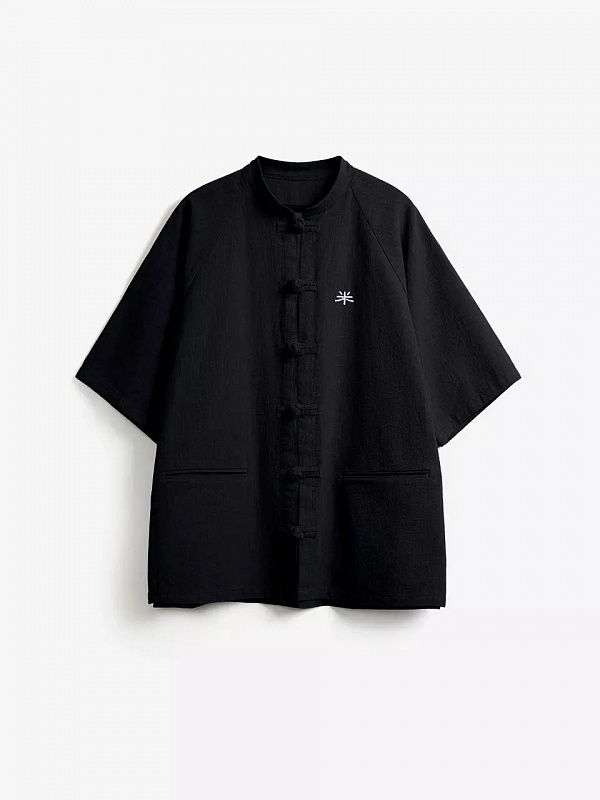 Рубашка RICE CHINESE SHIRT SHORT SLEVEE BLACK