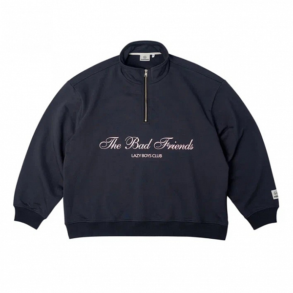 Толстовка THE BAD FRIENDS Half-Zip "Lazy boys club" 420гр графит