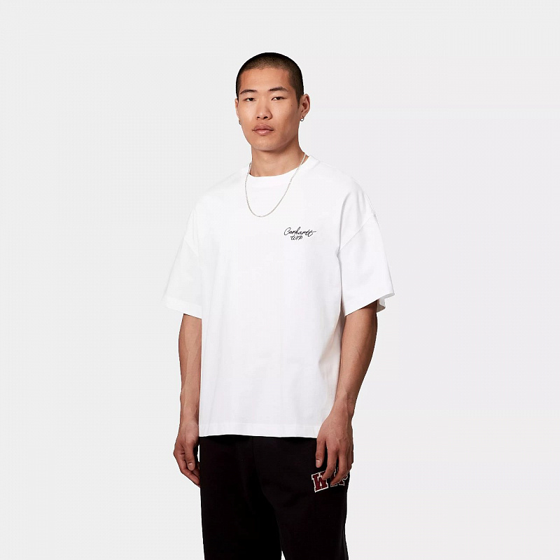 Футболка CARHARTT WIP S/S Signature Script T-Shirt WHITE / BLACK