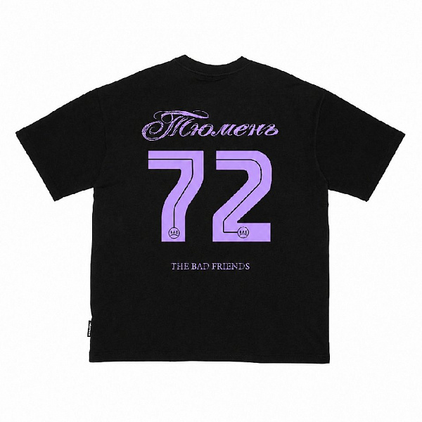 Футболка THE BAD FRIENDS "Регион 72" 240гр черный/фиолетовый