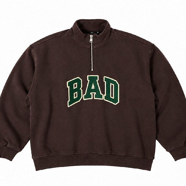 Толстовка THE BAD FRIENDS Half-Zip "BAD" 420гр темно-коричневый
