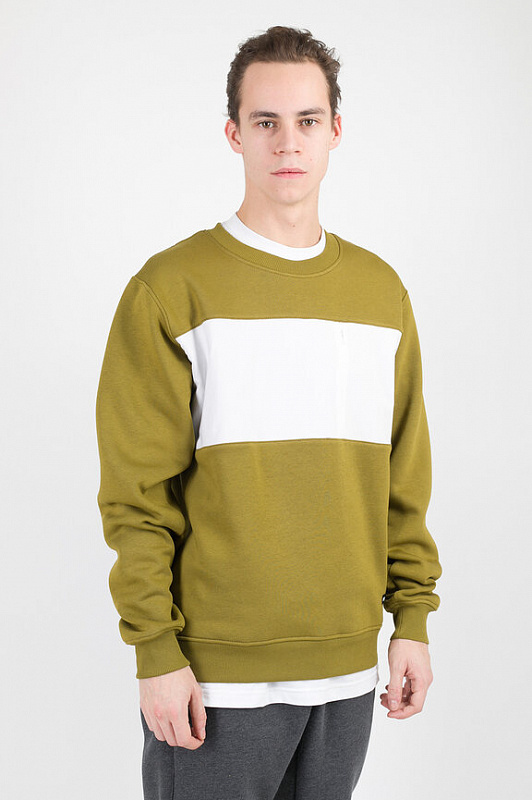 Толстовка крюнек CODERED Block Зеленый Армейский/Белый