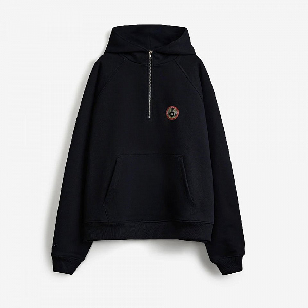 Худи на молнии RICE CLUB EMBLEM HALF-ZIP BLACK