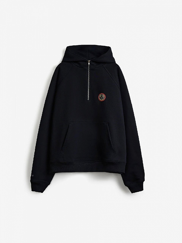 Худи на молнии RICE CLUB EMBLEM HALF-ZIP BLACK