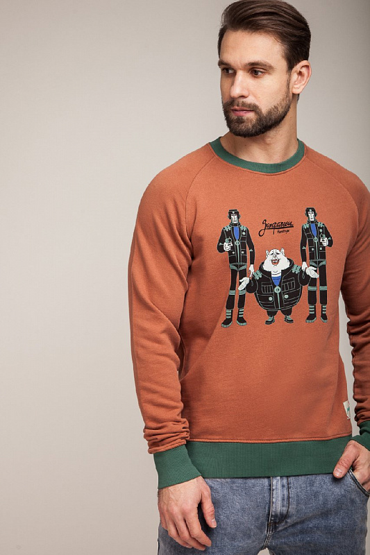 Толстовка ЗАПОРОЖЕЦ Villains коричневая (Brown/Green)