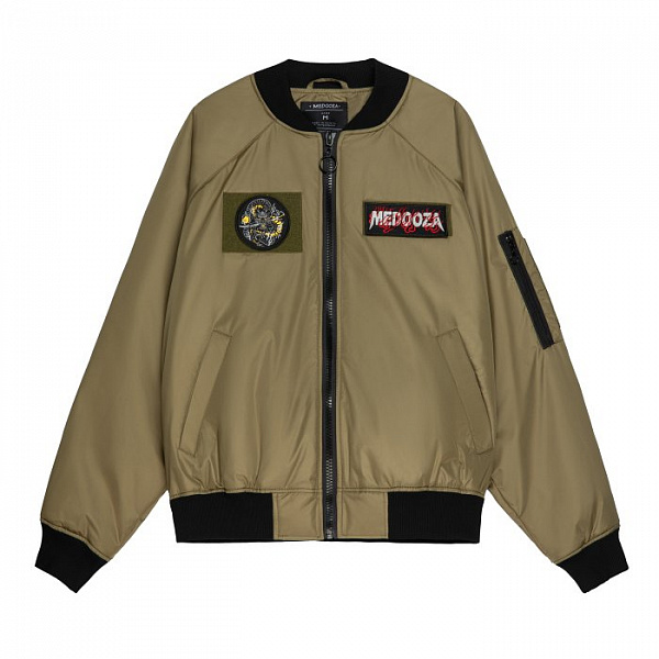 Куртка бомбер MEDOOZA с патчами "Bushido" оливковый