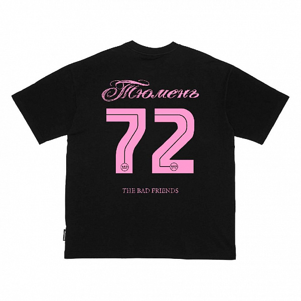 Футболка THE BAD FRIENDS "Регион 72" 240гр черный/розовый