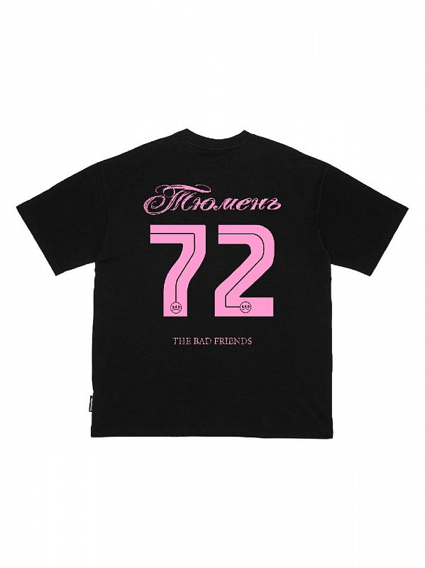 Футболка THE BAD FRIENDS "Регион 72" 240гр черный/розовый