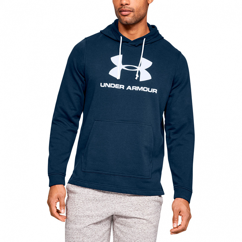 Толстовка m Under Armour SPORTSTYLE TERRY LOGO HOODIE academy / white