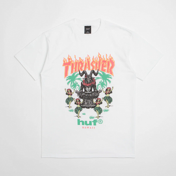 Футболка HUF X THRASHER GOAT LUAU SS TEE WHITE