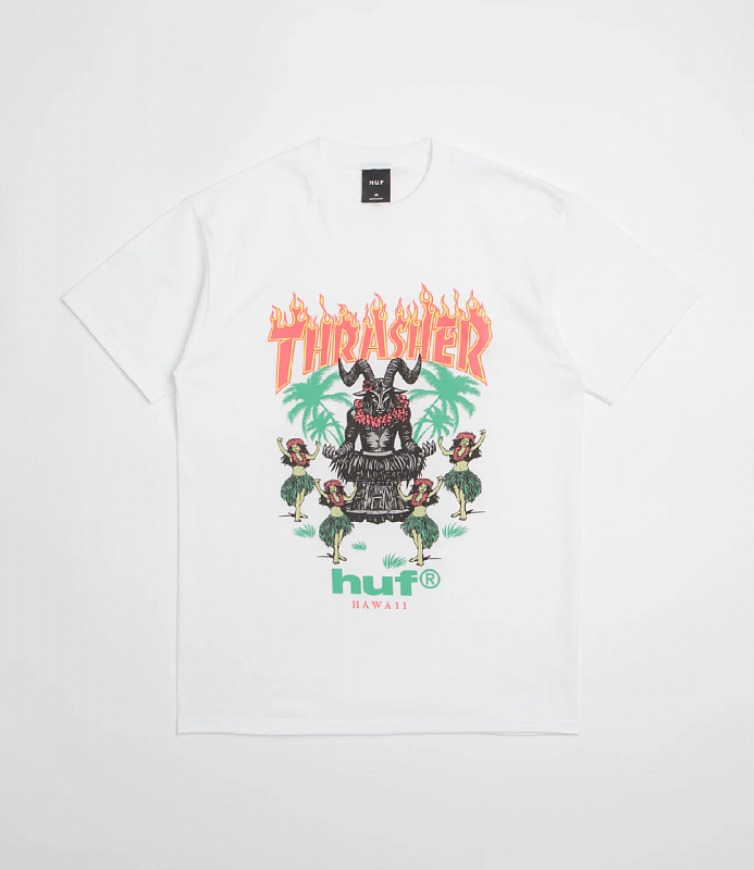 Футболка HUF X THRASHER GOAT LUAU SS TEE WHITE