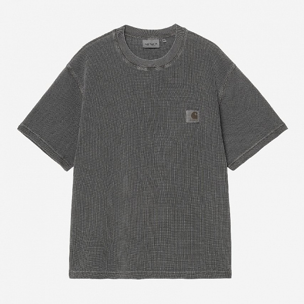 Футболка CARHARTT WIP S/S Nelson Waffle T-Shirt BLACK (GARMENT DYED)