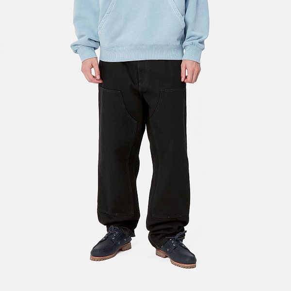 Джинсы CARHARTT WIP (Relaxed fit) Double Knee Pant BLACK (STONE WASHED)