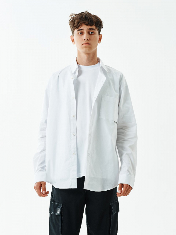 Рубашка THE BAD FRIENDS Shirt сатин oversize длинный рукав белый