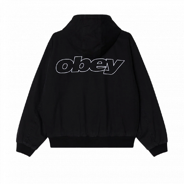 Куртка OBEY RANDY ZIP UP HOOD BLACK FADED WASH