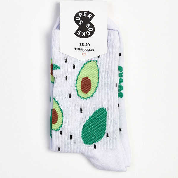 Носки SUPER SOCKS "Авокадо Паттерн" Белый