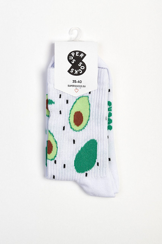 Носки SUPER SOCKS "Авокадо Паттерн" Белый