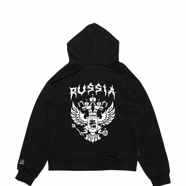 Худи THE BAD FRIENDS WRM на молнии "Герб" 330гр черный