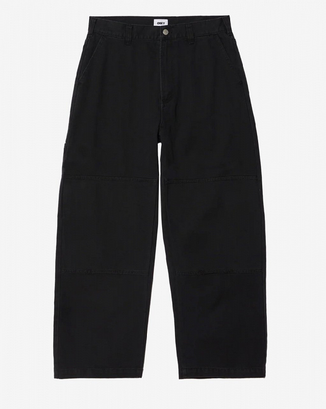Джинсы OBEY BIGWIG DOUBLE KNEE WORKER DENIM (Baggy fit) BLACK FADED WASH