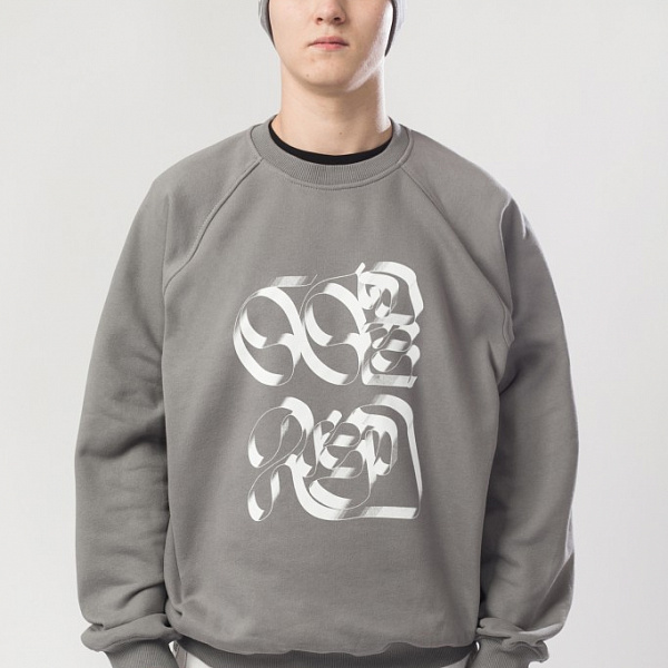 Толстовка CODERED крюнек Firm Wide Tape Bitmap Серый Строгий