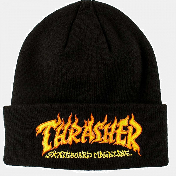 Шапка THRASHER "FLAME PATCH" BLACK